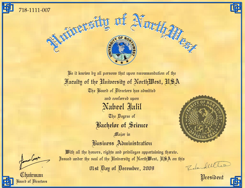 northwest üniversitesi örnek diploma