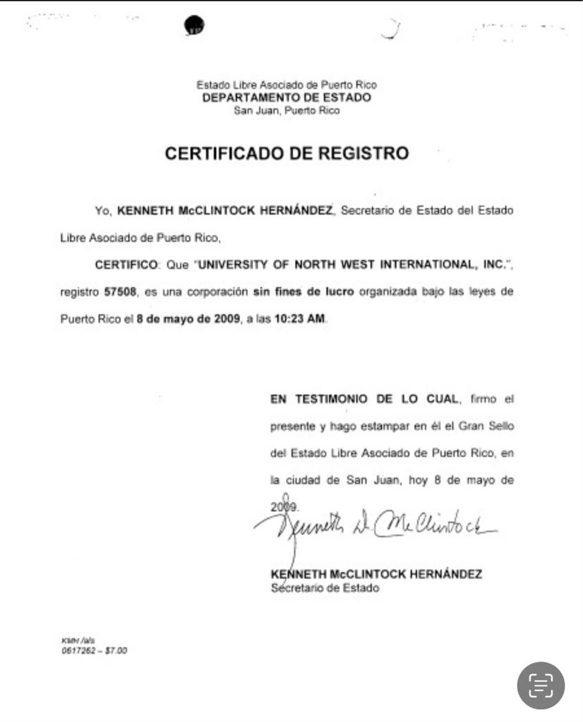 northwest üniversitesi porto rico kuruluş belgesi
